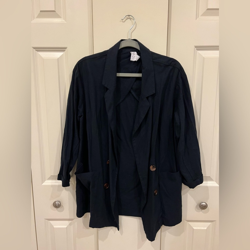 Navy blue linen blazer